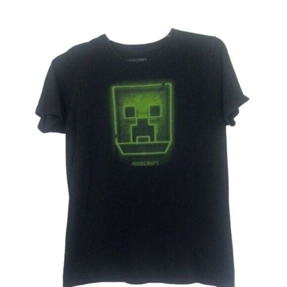 Minecraft Creeperโ Graphic T-Shirt Black Youth Size 18/20 Gaming Tee
